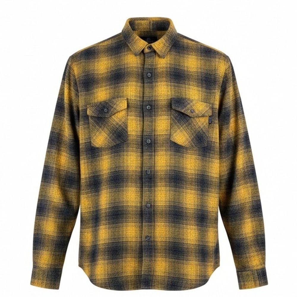 Molokai Surf Co Button Down Shirt Mens XXL Yellow Black Plaid Flannel Pockets